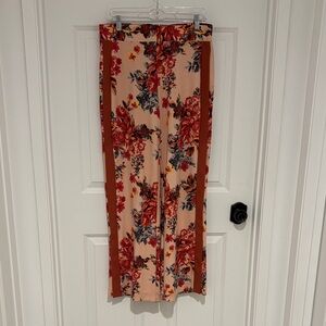 Boom Boom Jeans Red and peach Floral Pants